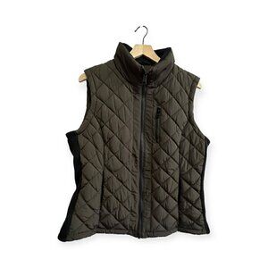 Andrew Marc BrownPuffer Quilted Vest with Black Side Panel,  Size Large